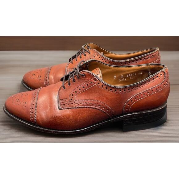 Allen Edmonds Sanford Blucher Medallion Cap Toe Oxford Walnut Brown Mens Size 9